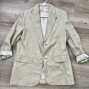 NEW Zara 100% Linen Oversized Blazer